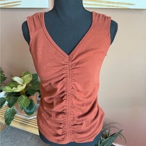 GAP Rust Ruched V-Neck Sleeveless Tank
